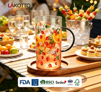Carafe en verre borosilicate LAKOTTO 2000 ml, fabricant, réutilisable, écologique, OEM, ODM, personnalisable, carafe à eau pour boissons