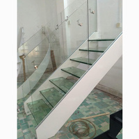 Canada escalier en verre droit avec bande de roulement en verre trempé