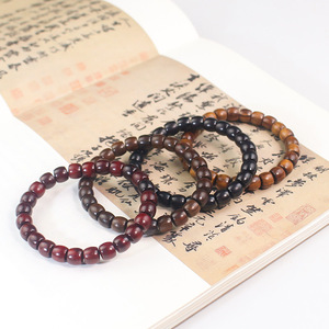 Bracelets en bois de santal 7x8mm, bois de santal noir, bois de rose noir, brin unique, pour hommes et femmes, bijoux cadeau - Product Image 3