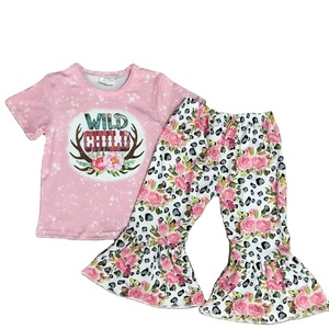 Patrón de impresión personalizado Ropa para niñas Top de manga corta y pantalones Traje Patrones de flores de caballo Trajes PARA NIÑOS 2 piezas al por mayor - Product Image 6