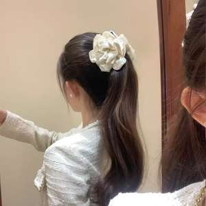 Pince à cheveux banane en velours français, couleur unie, imprimé léopard, en plastique et tissu, accessoire pour fête - Product Image 3