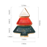 Plateau en céramique de Noël avec plateau en bois en forme d'arbre de Noël, assiette à collation, plat à fruits, plateau de service pour apéritifs, décoration de fête de Noël