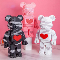 Mini briques à assembler de taille moyenne, modèle 3D, amour, Graffiti, ours, Micro blocs de construction, figurines, jouets pour cadeau
