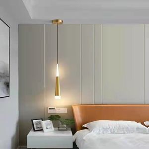 Lampe suspendue moderne et minimaliste pour chevet, lumière chaude longue et unique, idéale pour chambre et bureau - Product Image 1