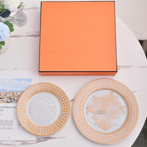Assiette en céramique mosaïque dorée de style européen, vaisselle jetable de style occidental pour steak et pâtes, assiette de cuisson de style coréen, hôtel - Product Image 1