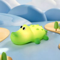 Veilleuse en silicone en forme de crocodile mignon, lampe de chevet LED rechargeable avec contrôle tactile, lumière changeante 7 couleurs et minuterie