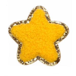 Apliques de moda Estrellas brillantes Parches de chenilla Pegar en el sombrero Ropa Logotipo de dibujos animados personalizado Hierro en parches de chenilla bordados - Product Image 4