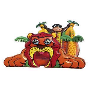 Castillo Inflable con Tobogán, Temática de León y Mono de la Selva, Castillo Inflable de Animales de Dibujos Animados para Fiestas Infantiles, Alquiler Comercial - Product Image 1