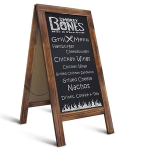 Tableau de menu en bois, affichage rectangulaire sur table pour enseigne d'entrée de café, 101x66x50.8cm, motif dessiné à la main - Product Image 1