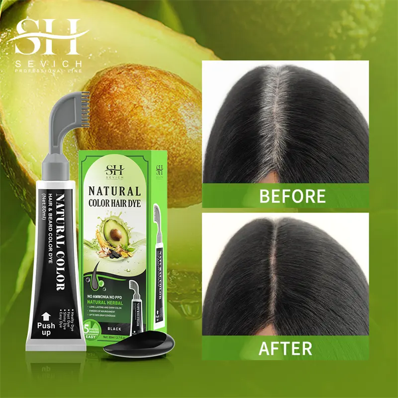 Pewarna rambut organik tanpa chemicalssimple, warna rambut untuk pria, sampo pewarna hitam Herbal 3 In 1