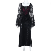 Robe de soirée féminine gothique grunge punk Halloween, manches longues, dentelle, noire, ajustée, nouvelle collection 2025, style Y2K Harajuku Lolita Fairy Core