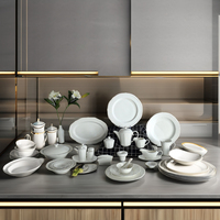 Vente chaude Classique Européenne En Relief Forme Porcelaine Vaisselle Ensemble Assiettes En Céramique 6 Utilisateurs Vaisselle Ensembles Maison Noël