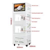Distributeur automatique de nettoyage de chaussures, écran tactile 21,5 pouces, 110-230V, paiement par pièces/cartes, double compartiment, auto-service, désinfection UVC, télécommande