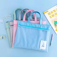 Bolsa de malla con cremallera de 11x13.7 pulgadas, 2 piezas, bolsa impermeable grande de doble bolsillo con asa, tamaño A4, almacenamiento de documentos plegable