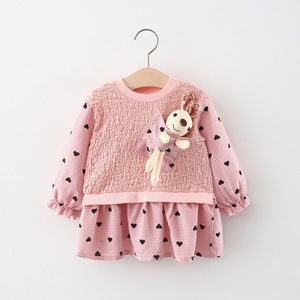 Robe bouffante en coton pour bébés filles, idéale pour les fêtes, avec poupées artisanales, confortable et respirante, pour l'automne, 0-2 ans, fabriquée en Chine - Product Image 1