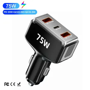 AZ热卖PD PPS QC3.0 QC4.0 100W私人型号大功率USB a型汽车充电器PD65W超级充电22.5w无线