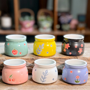 Jardinières en céramique pour plantes succulentes peintes à la main, <span class=keywords><strong>poterie</strong></span> grossière créative, minimaliste, personnalisée, décoration fraîche pour une utilisation intérieure - Product Image 1