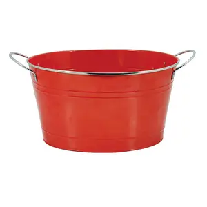 厂家直销定制红色23L金属冰桶，适用于派对、野餐和家庭使用