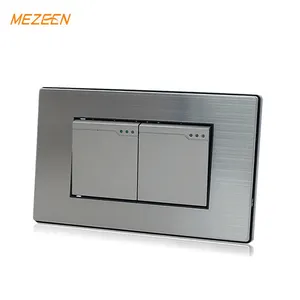 High Quality Stainless Steel Panel Silver Contact Safe Wall Switch And Socket 118 Type 2 Gang 1 Way Switch
