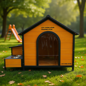 Nichoir pour chien en bois, grand, pour extérieur, meubles pour animaux de compagnie, style classique durable, toutes saisons, assemblage requis - Product Image 2