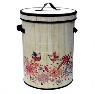 HAPROSIMEX SAIGON Modern Style <b>Large</b> Lined Bamboo Foldable <b>Lid</b> <b>with</b> Handles <b>Laundry</b> <b>Basket</b> HMT 12.673 Home Hotel Restaurant Use - Product Image 1