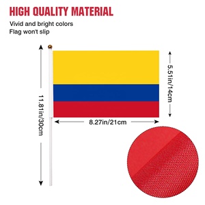 Petite <span class=keywords><strong>drapeau</strong></span> de la Colombie à agiter à la main 14x21cm, couleurs vives, mini drapeaux en polyester sur bâton pour les défilés du Jour de l'Indépendance - Product Image 2