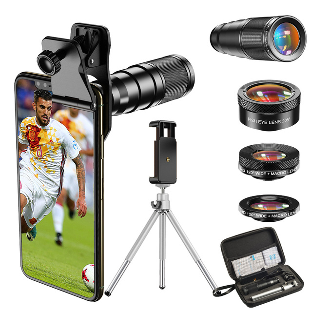 Other Phone Accessories 4 in 1 Lens Kit 22X Zoom Camera Telescope Lens Wide Angle Macro Fisheye Lens Kit for Smartphone