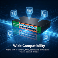 Commutateur réseau ANPA 16 ports 10/100 Mbps, boîtier métallique, 3,2 Gbps, Plug and Play, pour ordinateur de bureau, avec QoS, empilable, pour caméra IP, CCTV, NVR