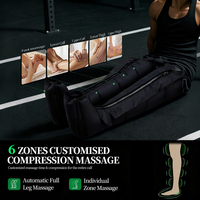 Bottes de pressothérapie numériques intelligentes à 8 chambres, enveloppement des jambes à 360 degrés, masseur à compression d'air avec 23 niveaux de pression réglables