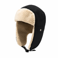 Chapeau d'hiver pour homme, chapeau à rabats pour les oreilles en toile avec doublure en sherpa, chapeau chaud Ushanka pour le ski, le vélo, la randonnée, les activités de plein air