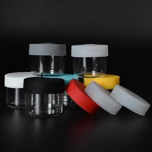 Custom Packaging 5ml 6ml clear glass jar with silicone lid 6ml glass concentrate container