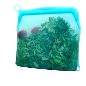 Reusable Food Silicone Bag Storage Kitchen Silicone Bag Reusable Custom 500MlL Food Grade Silicone Vacuum Bag Folding Silicone Food Storage Lunch Bag With Ziplock For Vegetables