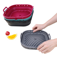Ensemble d'accessoires réutilisables pour friteuse à air : moule en silicone, plaque de cuisson, tapis, pot pliable en silicone, revêtements pour friteuses à air
