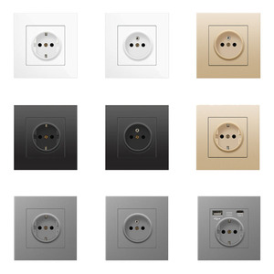 Chất lượng cao grey PC Bảng điều chỉnh EU tiêu chuẩn Class 86 loại pháp tường chuyển đổi ổ cắm 16A với loại C sạc nhanh Châu Âu - Product Image 2