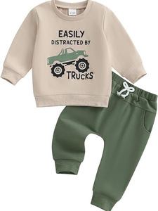 Bestseller Babyjongens Outfit Monstertruck Print Zachte Katoenen Stof Ronde Hals Sweatshirt & Joggingbroek Casual <span class=keywords><strong>Set</strong></span> - Product Image 1