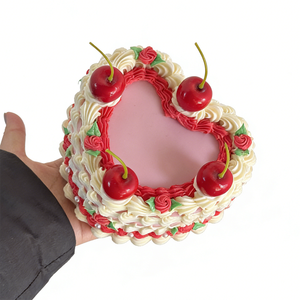 Vintage Heart Shaped Cherry Cake Model Plastic Jewelry <b>Box</b> Eco-Friendly Retro Pink Cream <b>Trinket</b> Storage Cute Kawaii Girls Desk - Product Image 1