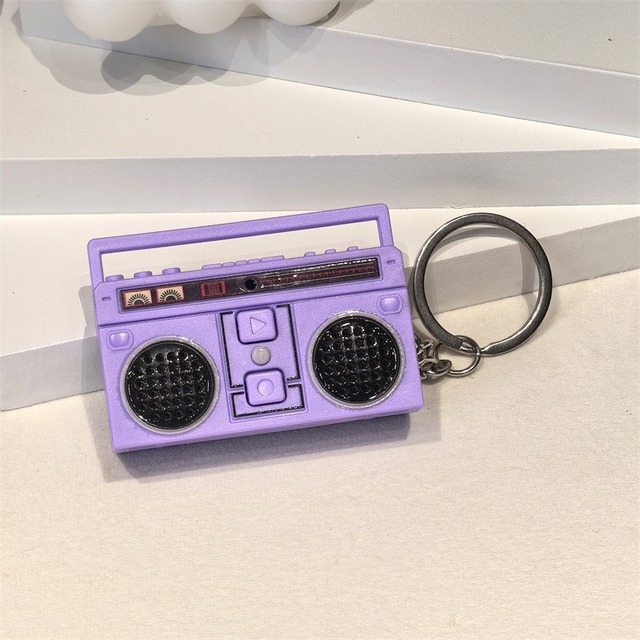 Wholesale High Quality Eco-friendly Mini Cartoon PVC Plastic Handmade Keychains Charms Recorder Creative Pendant Backpack Radio