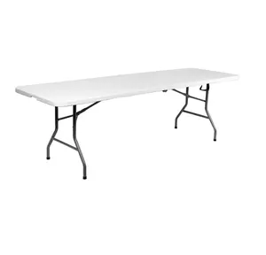 Meja lipat plastik 8 kaki, meja luar ruangan lipat portabel, grosir