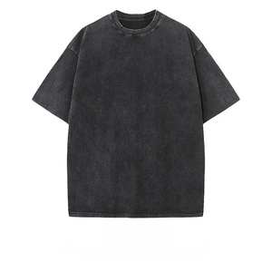 เสื้อยืดแขนสั้นลำลองสำหรับผู้ชายโอเวอร์ไซส์ผ้าถักคอตตอนบ็อกซี่ซักแบบวินเทจหรูหราสำหรับฤดูร้อน TKAN261 - Product Image 1