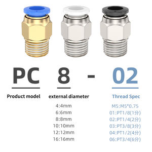 Connettori Pneumatici Rapidi di Alta Qualità Serie PC Marca FSF in Plastica+Ottone 4/6/8/10/12/14/16mm 0~60°C 0~1.0Mpa - Product Image 4