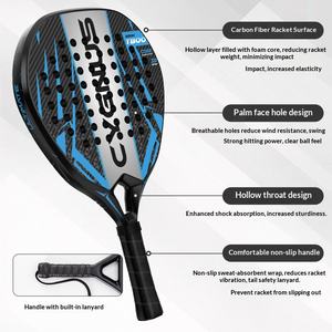 מפעל padel מותאם אישית padel 3k 12k 18k סיבי פחמן 18k מחבט טניס עם ניילון נטו - Product Image 1