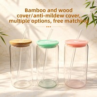 Gobelet en verre réutilisable transparent en borosilicate de 16 oz avec paille, idéal pour Coca-Cola, café glacé, tasse à boisson portable pour la maison et le café