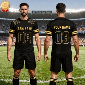 เสื้อฟุตบอลผู้ชาย OEM ผ้าโพลีเอสเตอร์ 100% แขนสั้น แห้งเร็ว ระบายอากาศดี ชุดฝึกซ้อม ชุดกีฬาแบบกำหนดเองได้ F00 - Product Image 3