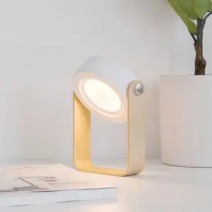 ポータブル木製ハンドル充電ランタンキャンプライトLEDベッドサイド調光可能テーブルランプ