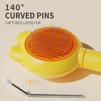 Brosse autonettoyante pour chien et chat, à picots coudés à 140 degrés, pour le démêlage et l'élimination des poils lâches