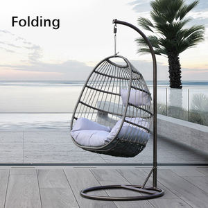 Fauteuil suspendu en forme d'œuf, <span class=keywords><strong>hamac</strong></span> de jardin, meubles de jardin pliables en métal et en rotin PE, pour l'extérieur, salle de sport - Product Image 1