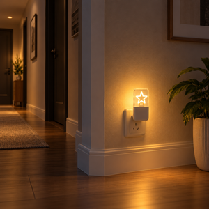 Veilleuse murale à brancher avec capteur crépusculaire, 3 niveaux de luminosité, lampe LED en forme d'étoile, 0,5W, économie d'énergie, pour salle de bain - Product Image 4