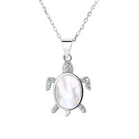 Ensemble collier et boucles d'oreilles en argent sterling 925 romantique avec pendentif en forme de coquille de tortue et zircon, bijoux en perles mignons pour cadeau de femme