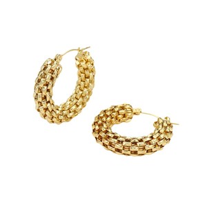 2025 fabricant Offre Spéciale Unique femmes cadeaux de noël plaqué or en acier inoxydable bijoux creux cercle grand cerceau boucles d'oreilles - Product Image 2