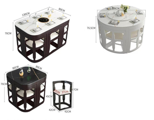 Bàn ăn sang trọng đặt phòng ăn trang trí lớn màu trắng thiêu kết bàn đá trượt bàn ăn và Bộ ghế - Product Image 4